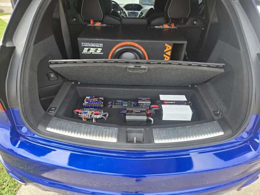 Custom trunk build with a Sundown subwoofer and amps by Simply Pro Audio in DeBary, FL